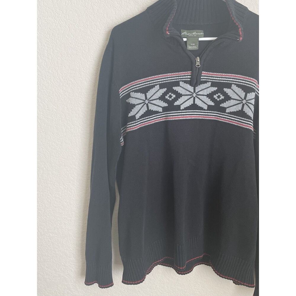 Eddie Bauer Mens TL Blue Snowflake Sweater Long Sleeve Pullover Athleisure - Picture 2 of 12